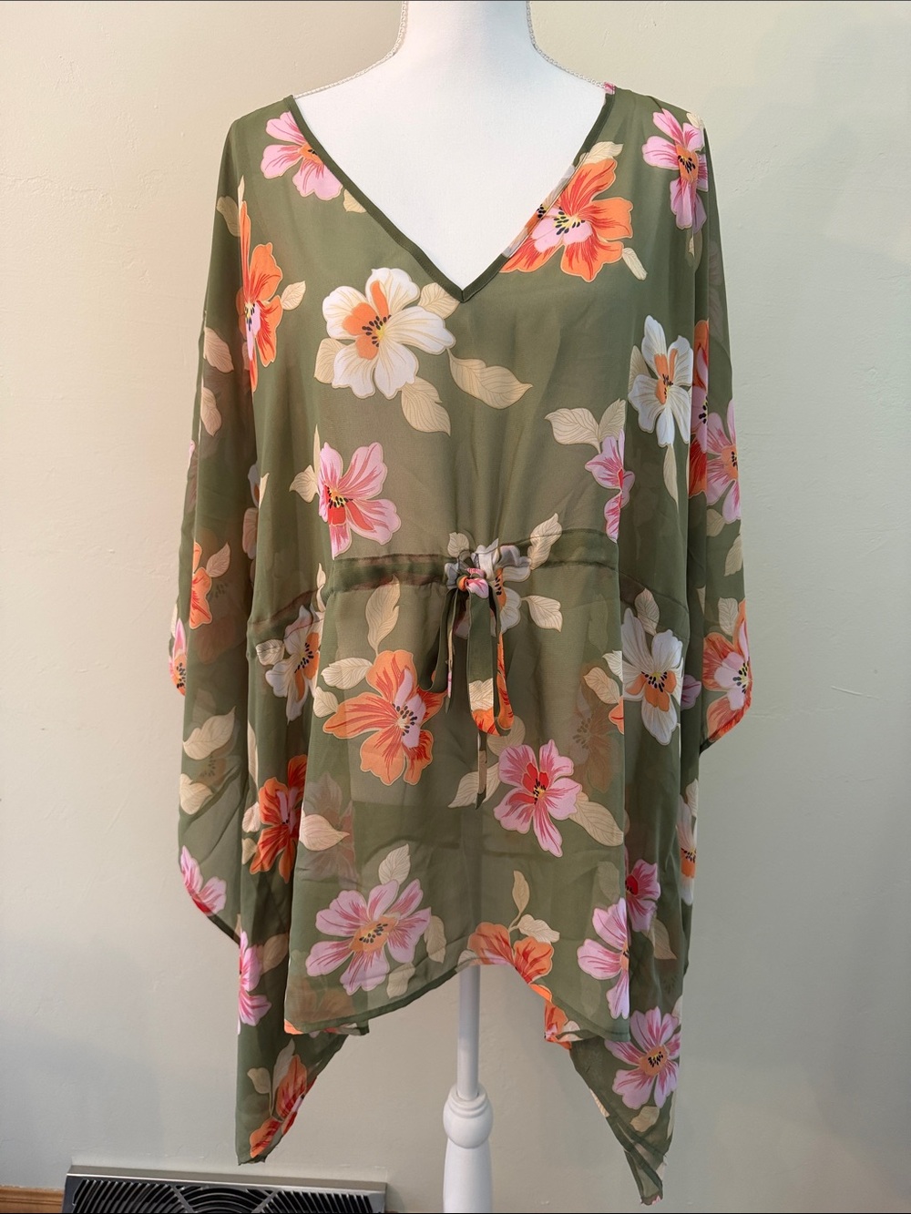 Lane Bryant Sheer Relaxed Kimono Overpiece Olive 18/20